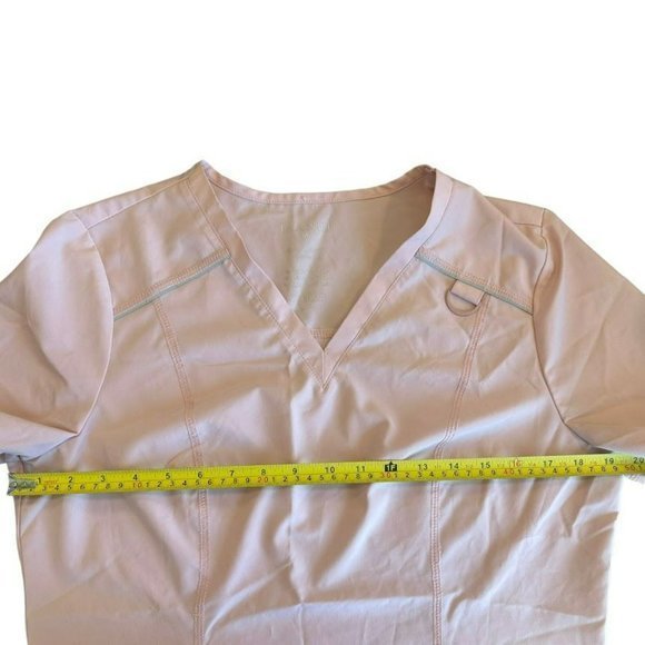 Jaanuu Shift V-Neck Scrub Top‎ Blushing Pink Womens M - Picture 3 of 4
